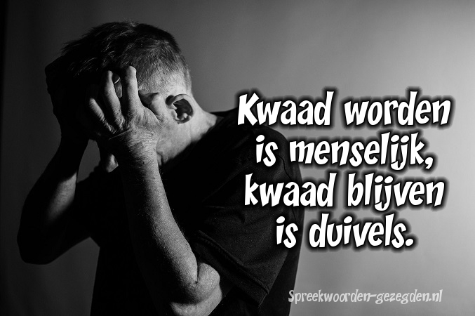 Kwaad worden is menselijk kwaad blijven is Duivels.=Je moet kunnen