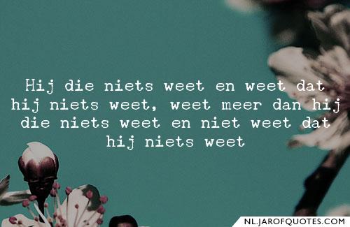 Wie niets weet en weet dat hij niets weet,weet veel meer dan iemand die
